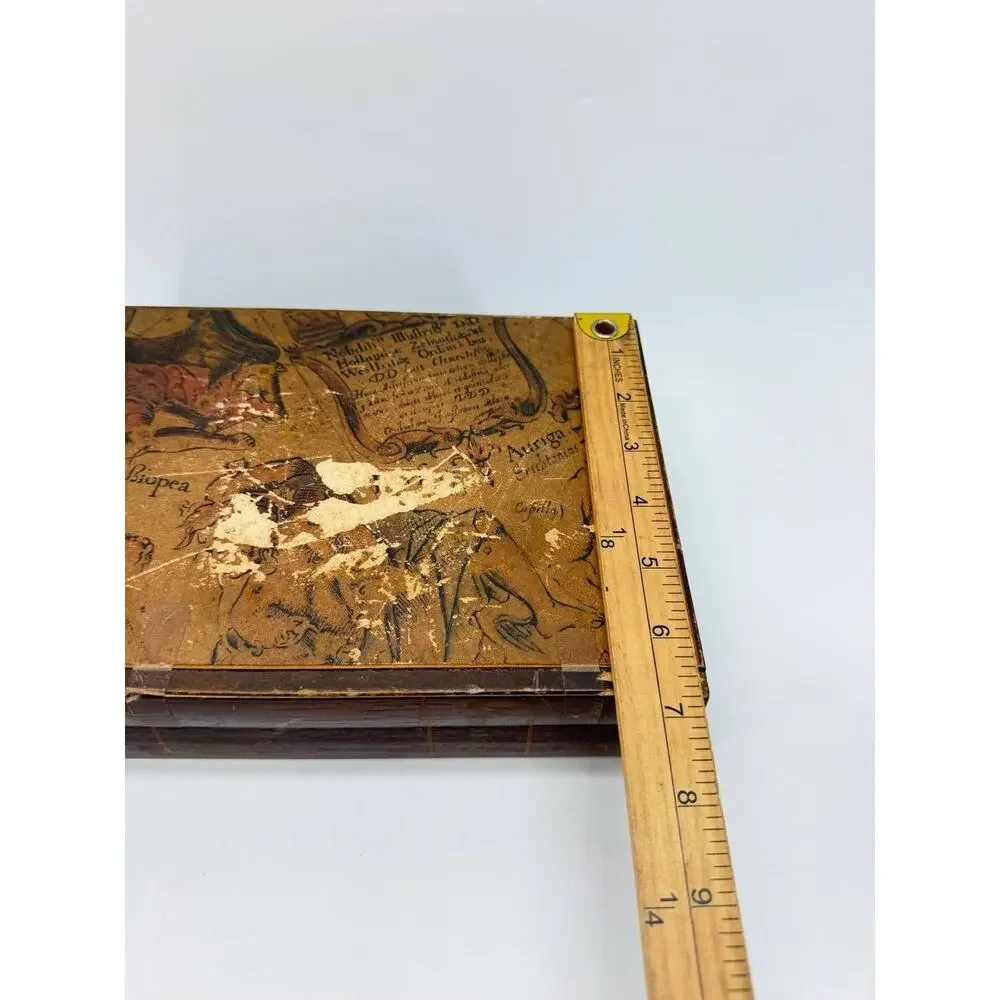 Vintage Japan Wooden Musical Jewelry Box Double Book Celestial Globe Working